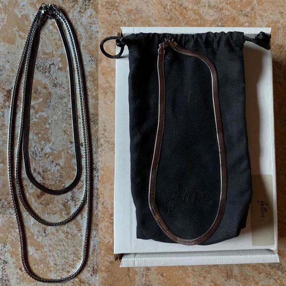 Fallon herringbone snake silver chain necklace set - Picture 14 of 15